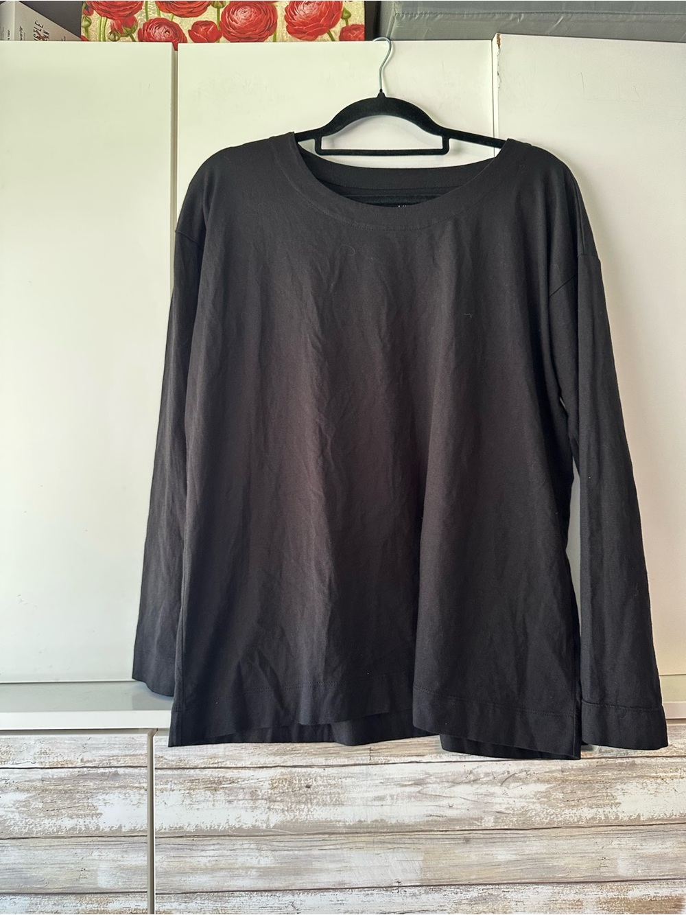 🖤 J.Jill Luxe Supima Relaxed Tee Black Long Sleeve Top Medium